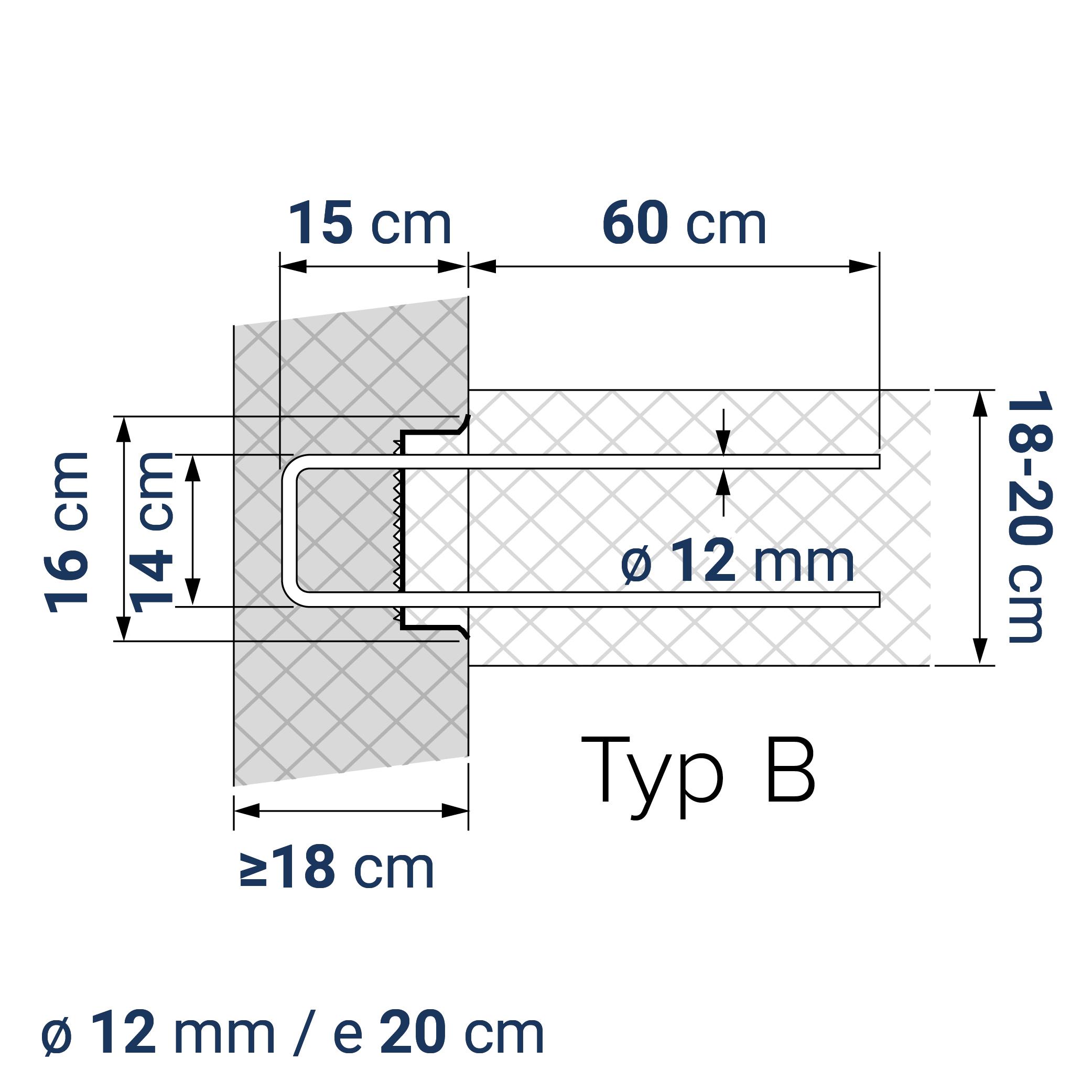 A431001670 7640324040493 BE-BOX® Bewehrungsbox Typ B14-12-20 h15 lü 60 | Variante zu COMAX 167 | 125 cm | 8.16 kg/m